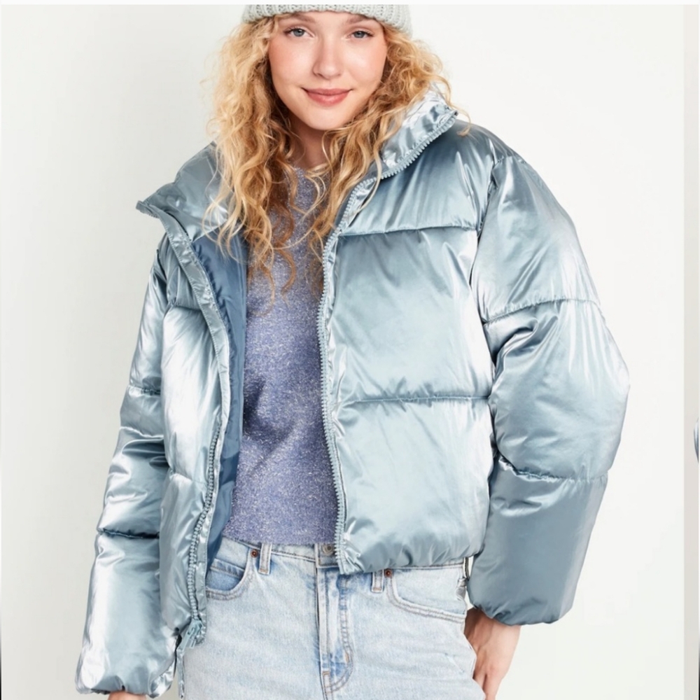 Water-Resistant Shiny Puffer Jacket